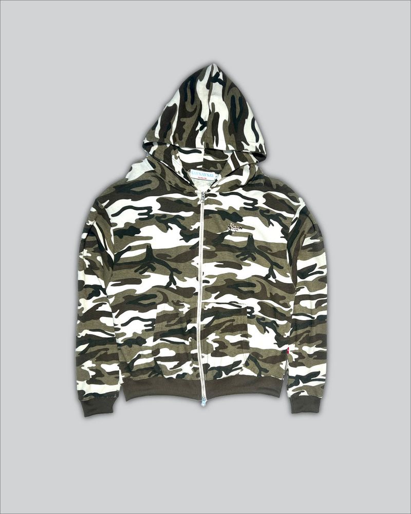 Camouflage appliquer Zip-Up Hoodie