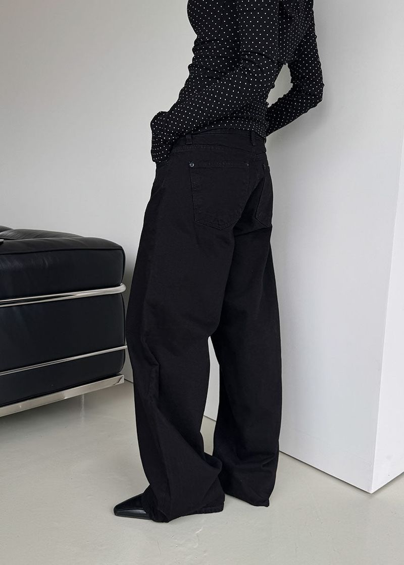 DEEP BLACK LOW WIDE PANTS