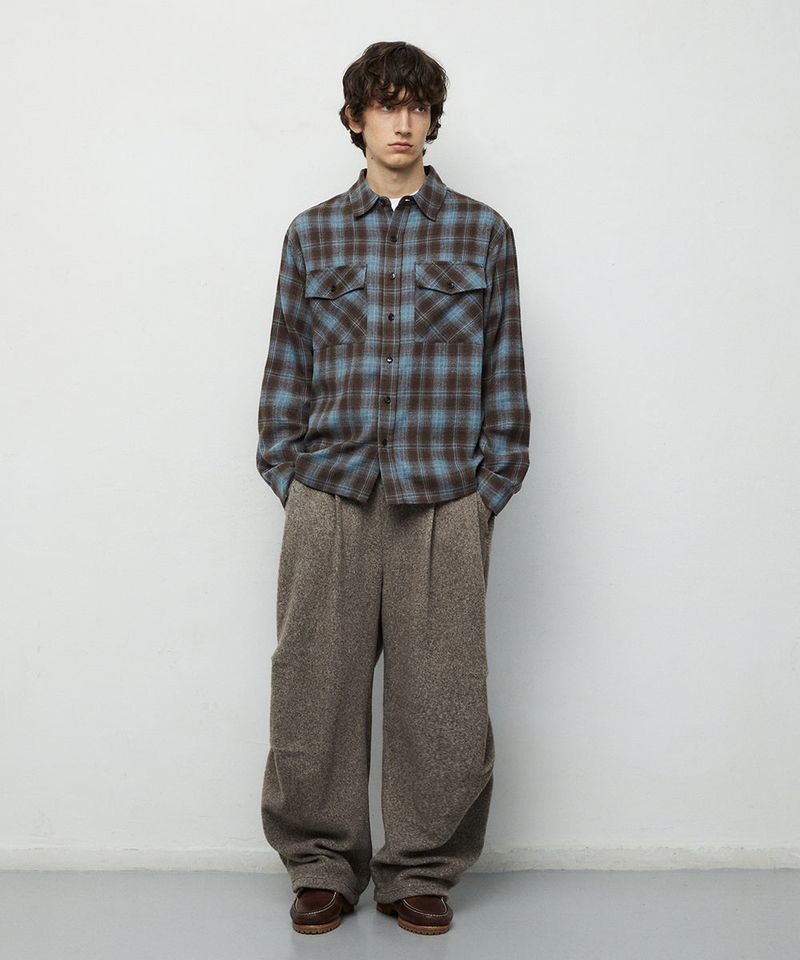 TWO POCKET CROP CHECK SHIRT_BROWN