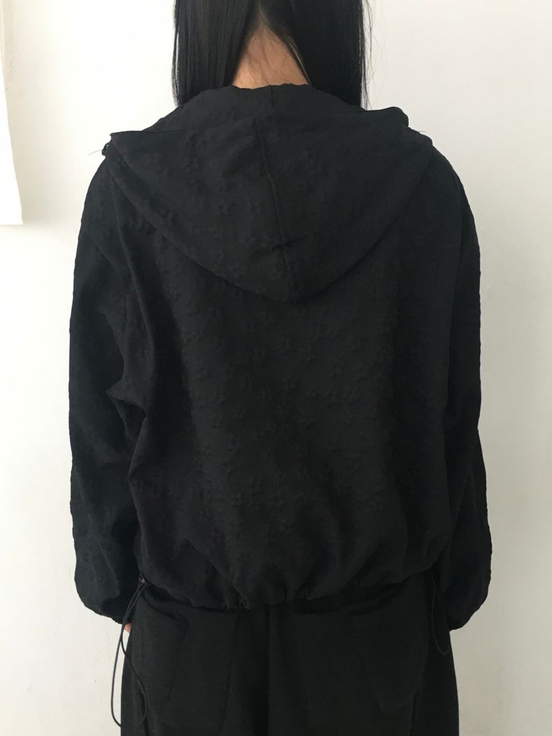 Mini Zan Flower Embossed Crop Hoodie (6c)