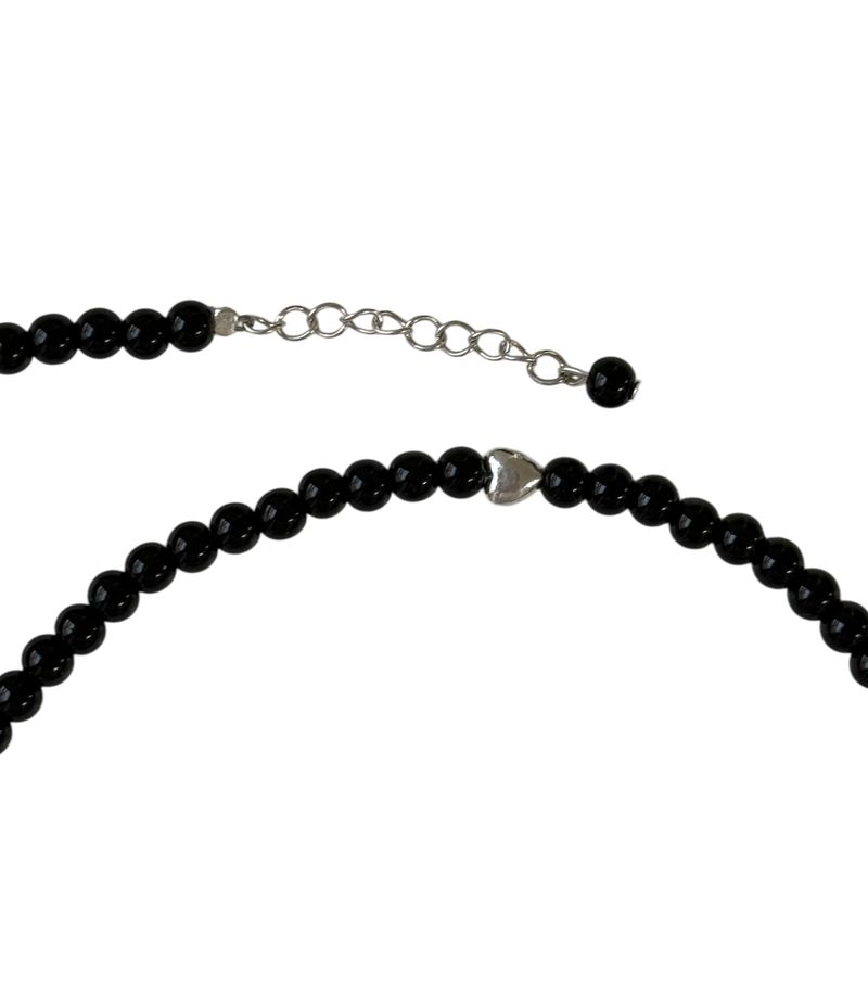 Noir heart choker necklace (silver)