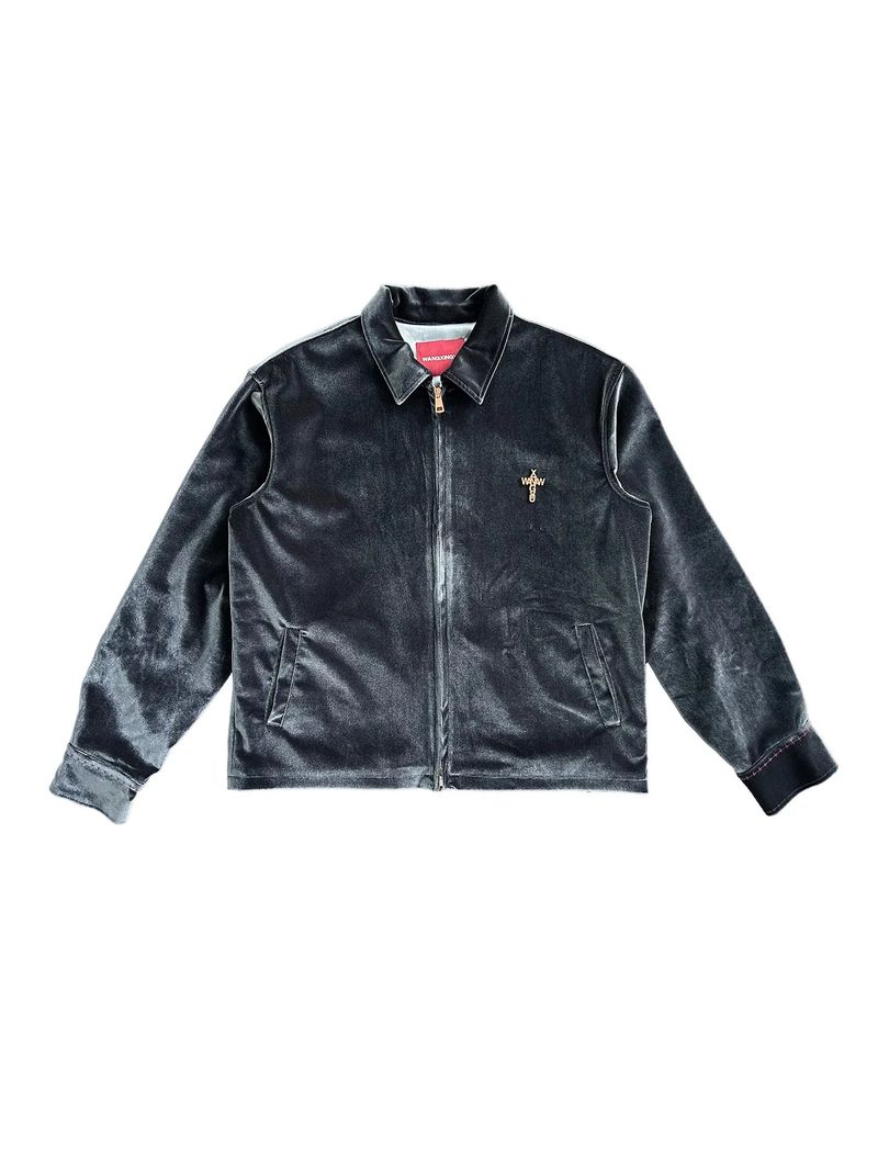 WANGXINGYU（ワンシンユー）の「TWILL VELVET CROSS EMBROIDERY COLOR-TOOTH ZIPPER LOGO CASTING NOTCH COLLAR JACKET（Jackets/Outerwear）」