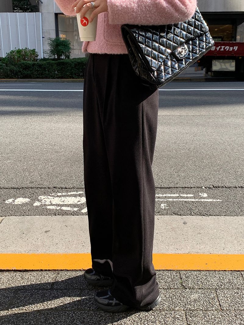 [MADE] [Wool Napping] Winter Warm Pintuck Wide Slacks