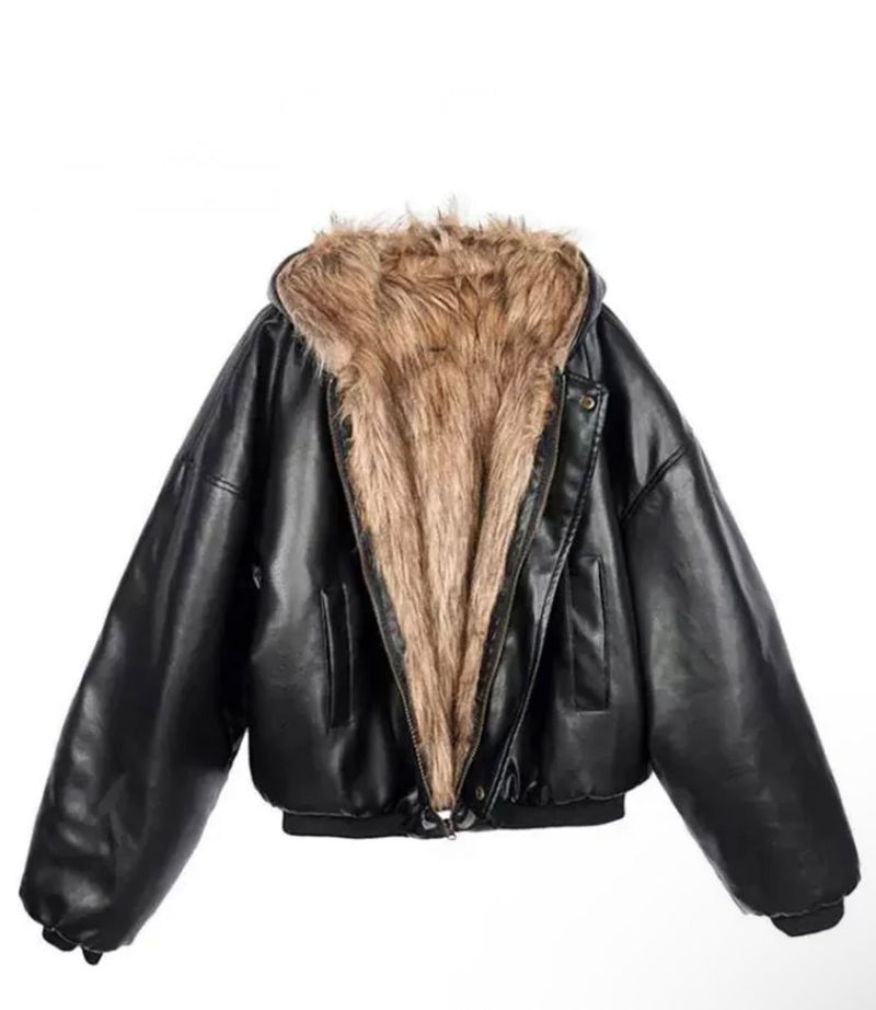 Reversible leather fur jacket