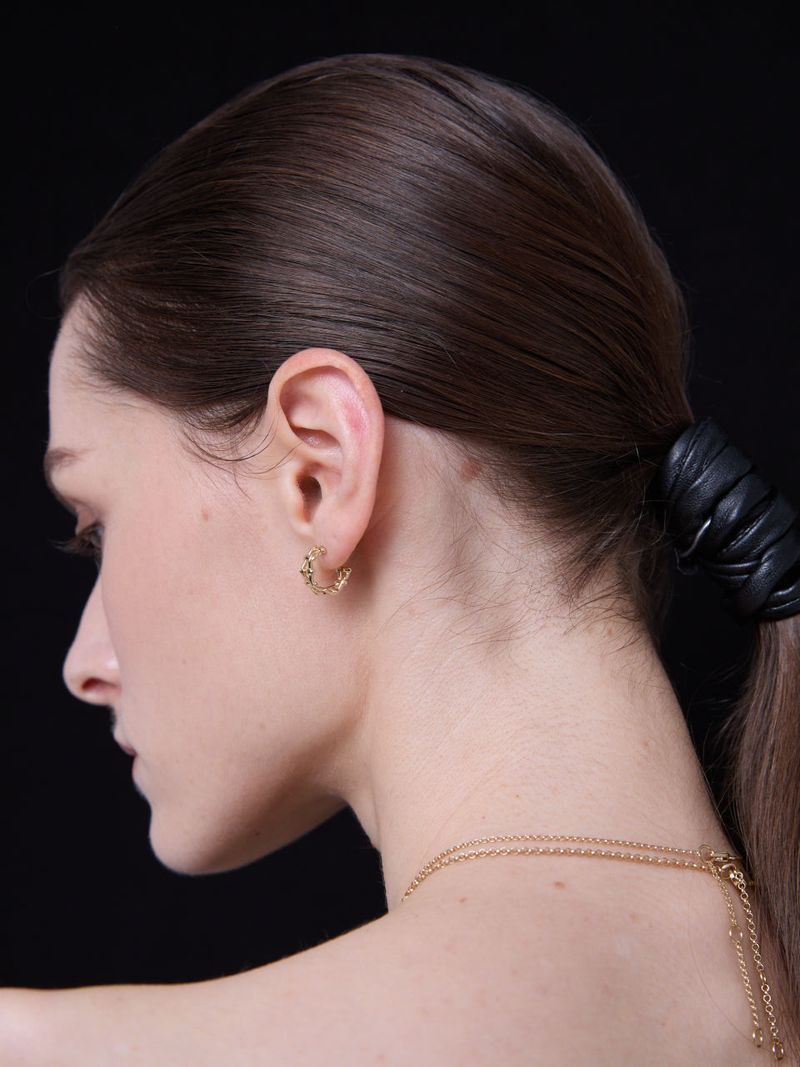 Multi Hash Tag Small Hoop Earrings (Gold)
