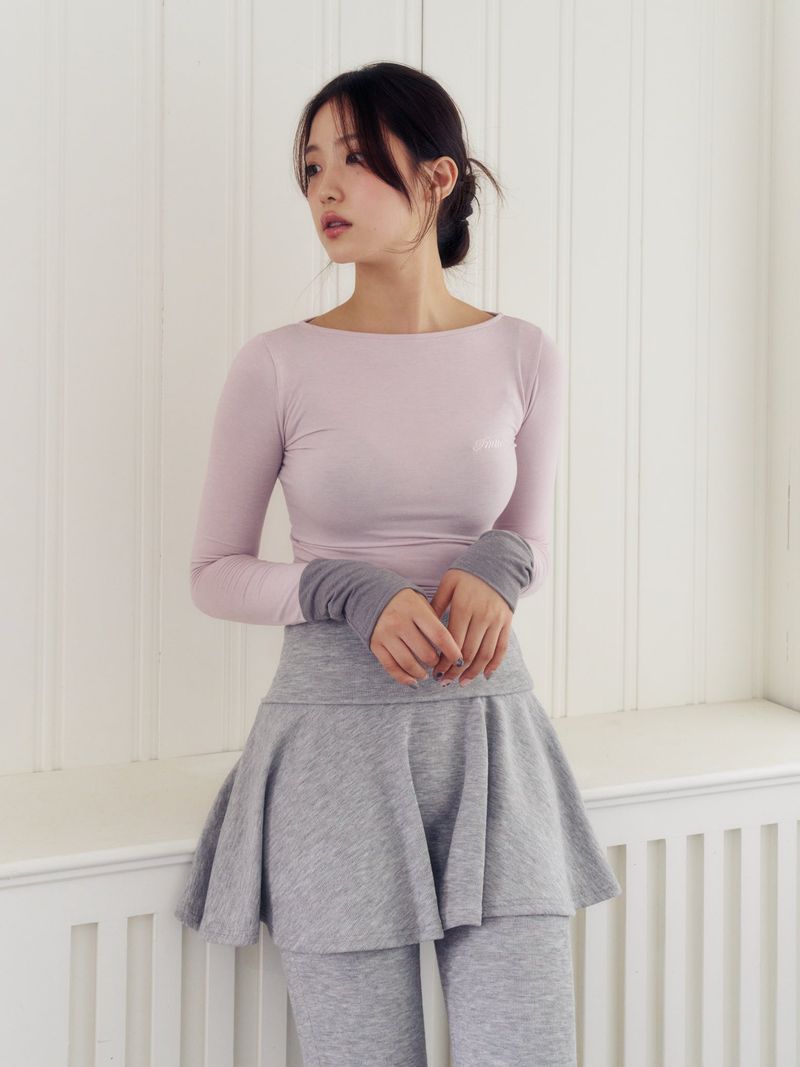 Knit mini flare skirt (GREY)