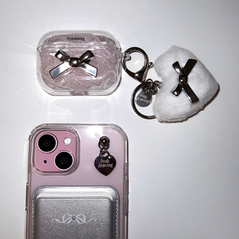 Silver ribbon airpod clear hard case (airpods case)