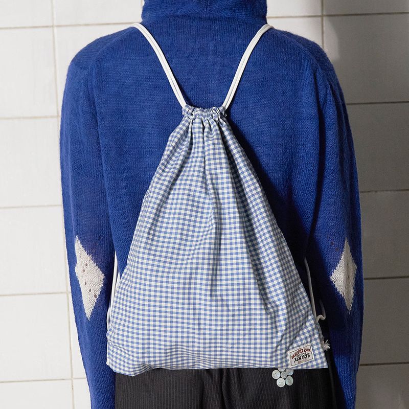 LOGO GINGHAM CHECK GYM SACK / BLUE