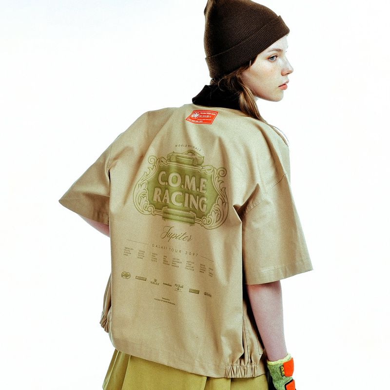 [UNISEX] C.O.M.E Mechanic Short Sleeve Work Jacket (Camel)
