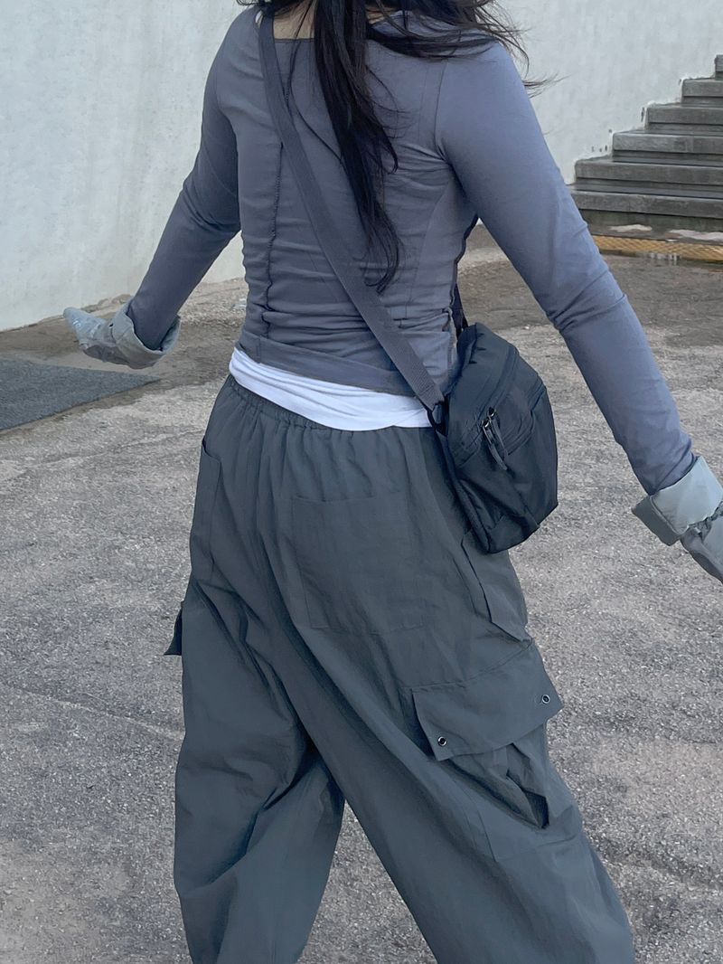 Two-Way Spandex Slit Slim Long sleeve