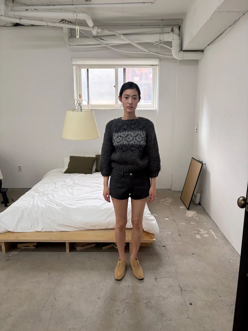 handmade argyle crop knit