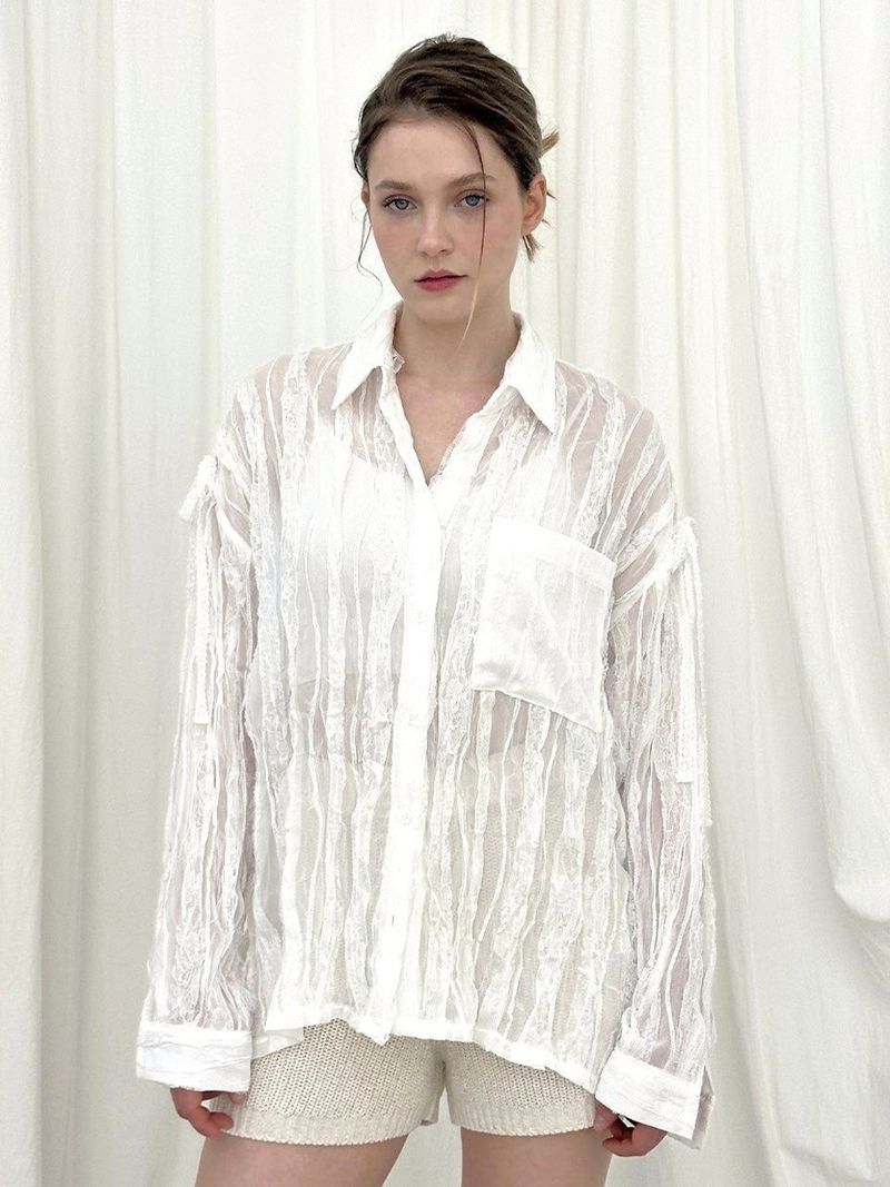 TRIMMING TAPE SHIRT / BEIGE