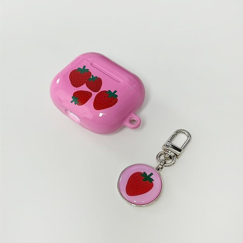 strawberry epoxy keyring(pink)