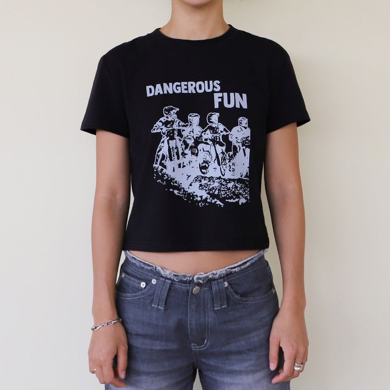KRUCHI(クルチ)の「DANGEROUS FUN CROP T-SHIRT (BLACK)(Tops)」