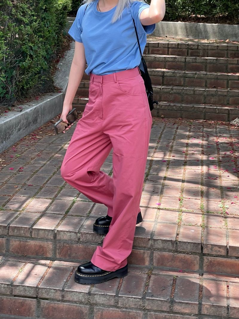 Vivid color cotton pants