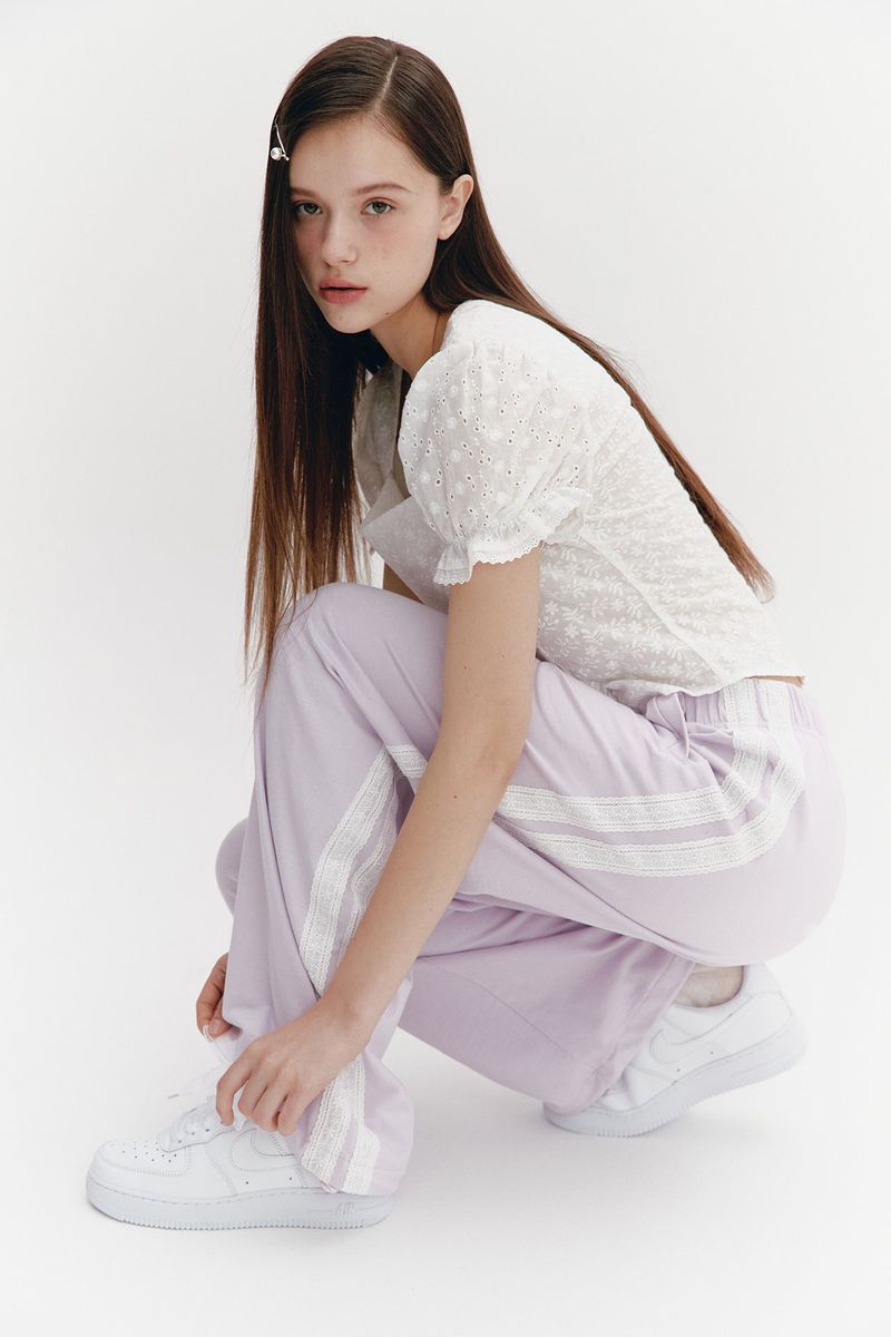Square Neck Lace Blouse White