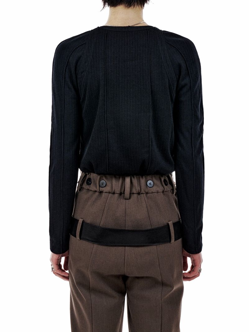 LEATHER STRAP TAILORED PANTS