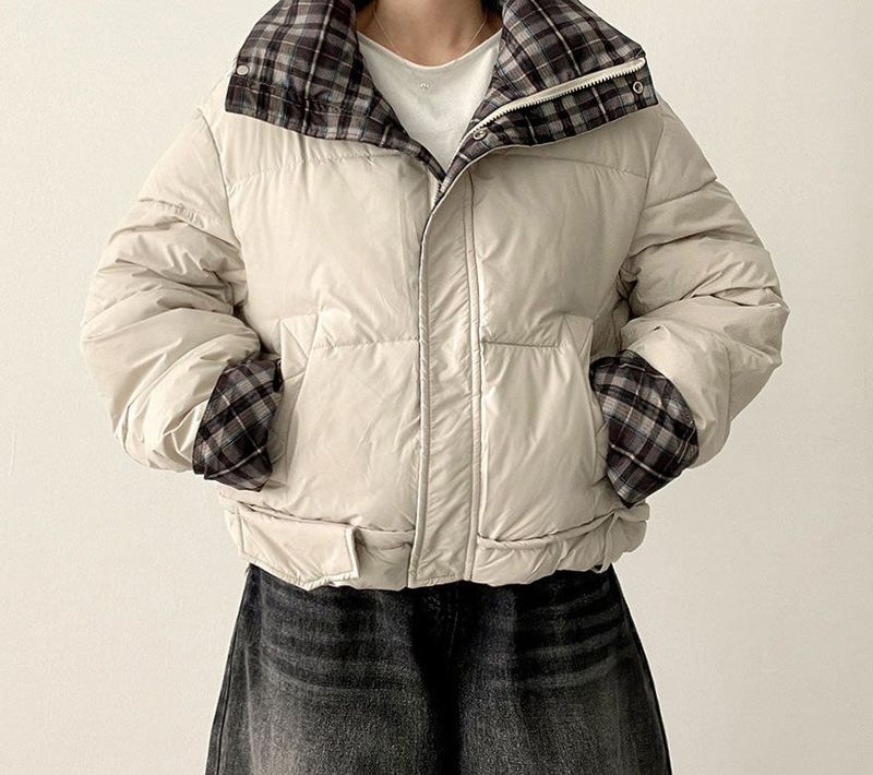 Pomi checkered lining padded jumper