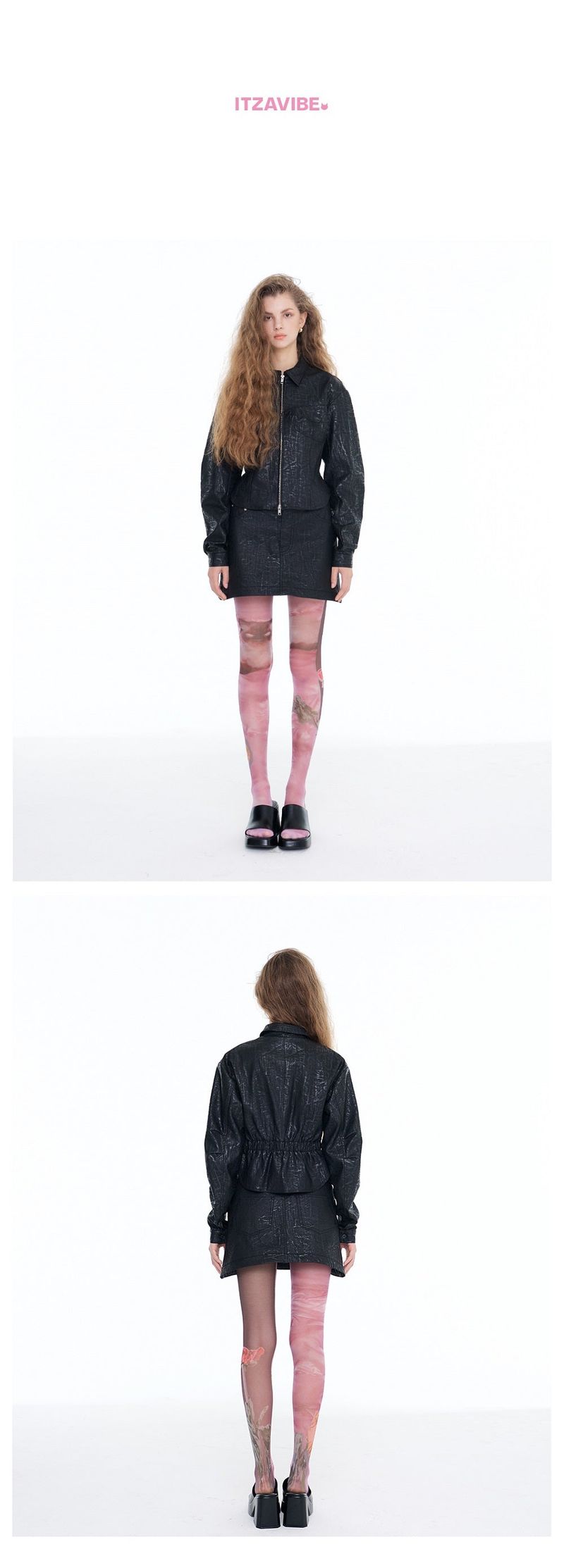 [ICC22WJK09BK] CORSET SHORT JACKET - BLACK