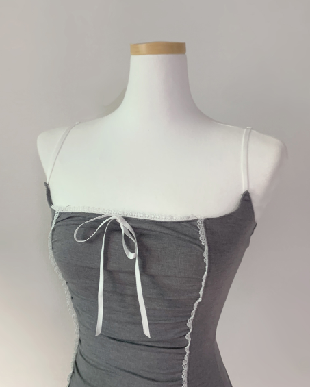 Verena Ribbon Lace Top (light gray)