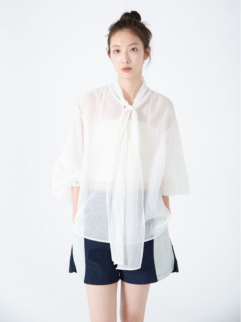 Ribbon Tie Blouse (White)
