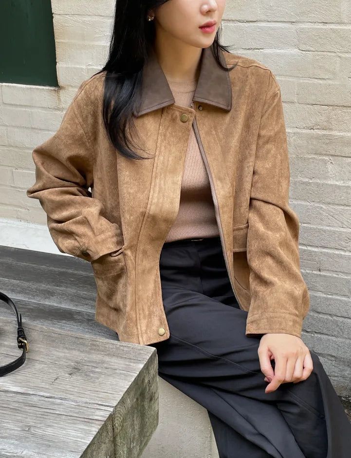 iam mari（アイアム マリ）の「Hent Leather Collar Suede Jacket（Jackets/Outerwear）」