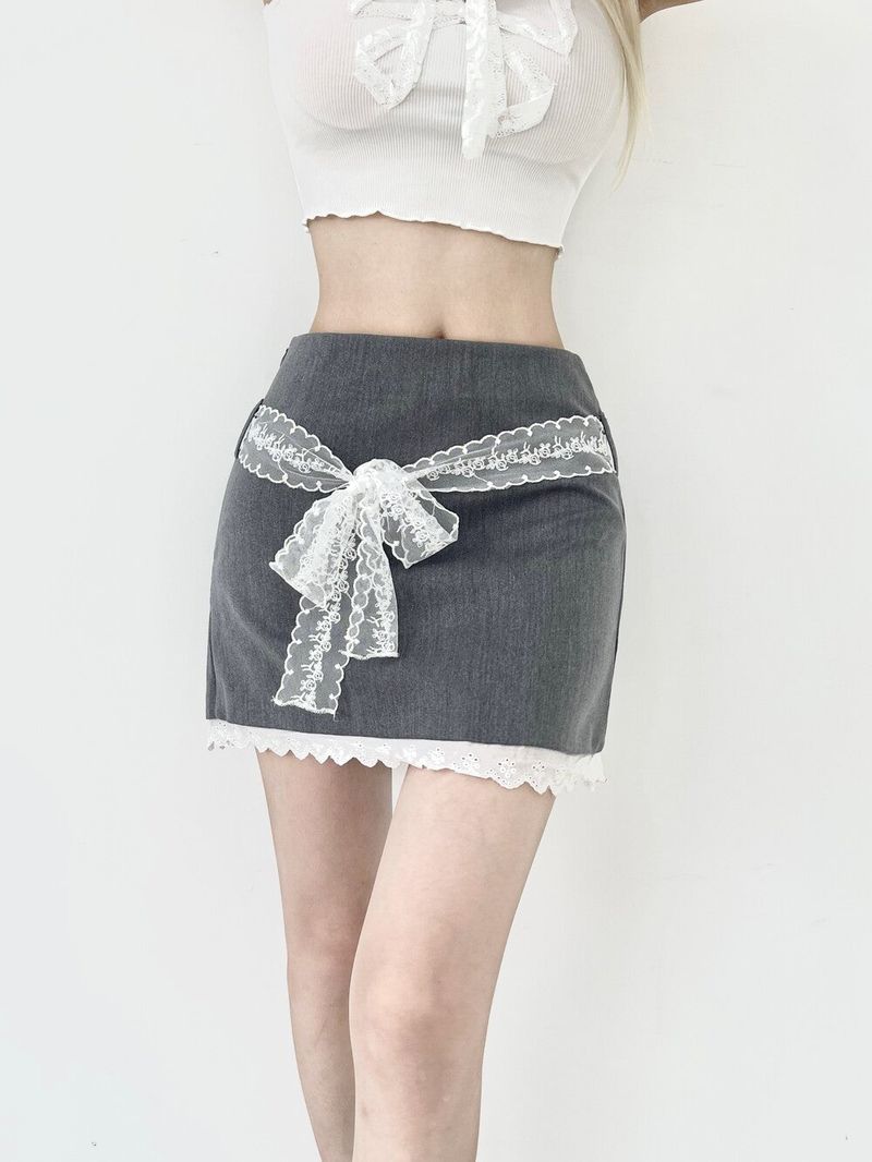 Seow（ソウ）の「1319. Lace ribbon trimming mini sk（Skirts）」
