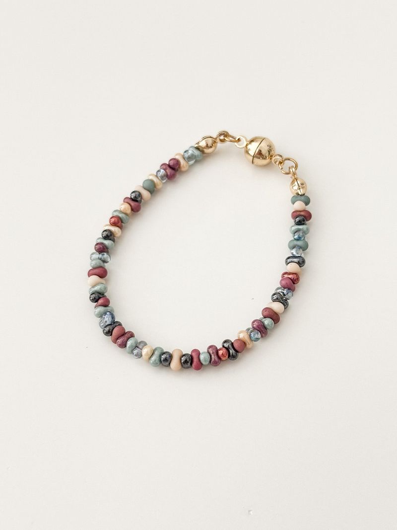 Plum Beads Initials Bracelet