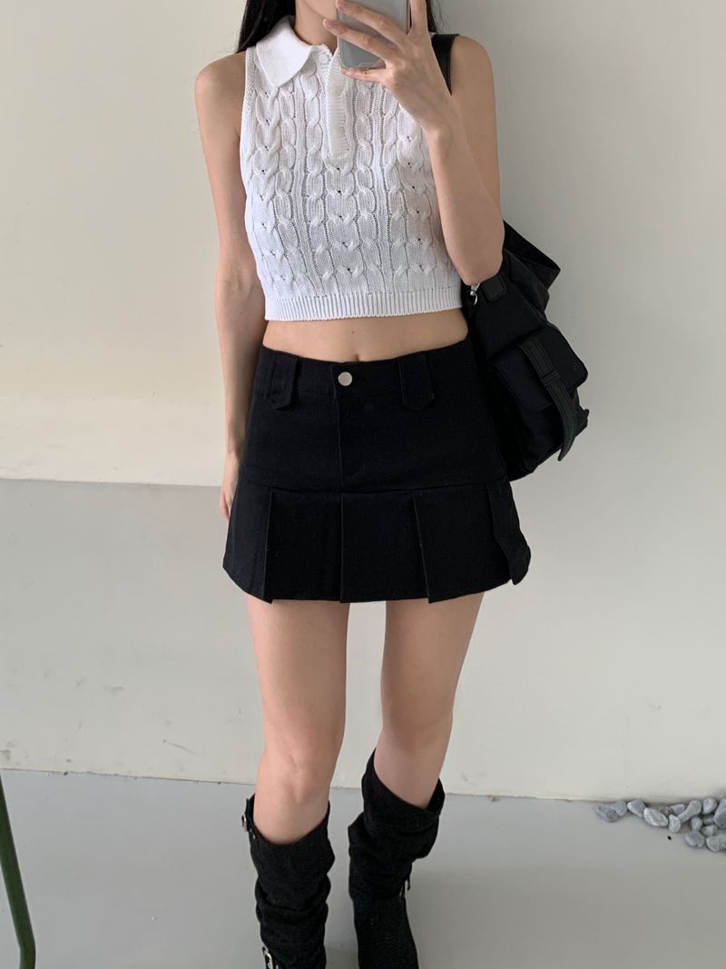 Kitten（キッテン）の「베이드 로우 플리츠 sk (3color)（Skirts）」