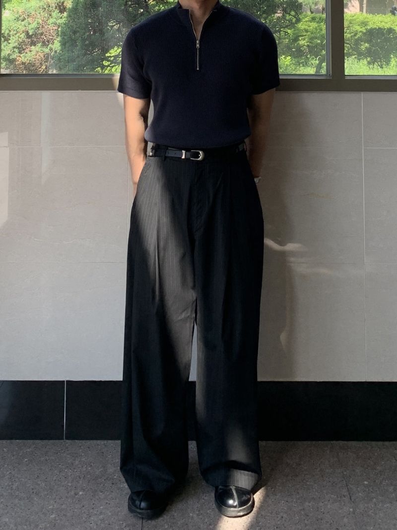 Lones Stripe Banding Two-tuck Slacks