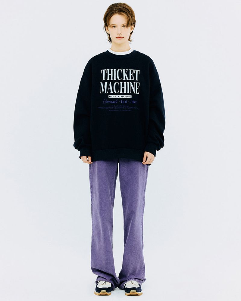 NCOVER（エンカバー）の「THICKET MACHINE TYPO SWEATSHIRT-NAVY（Tops）」