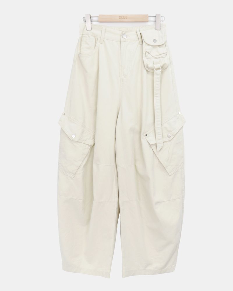 Brdin Double-Pocket Strap Washed Cargo Pants