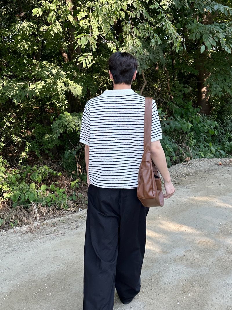[Premium] Dail boucle stripe collar knit