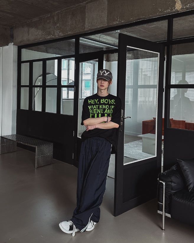 Route Track Color Matching Wide Pants