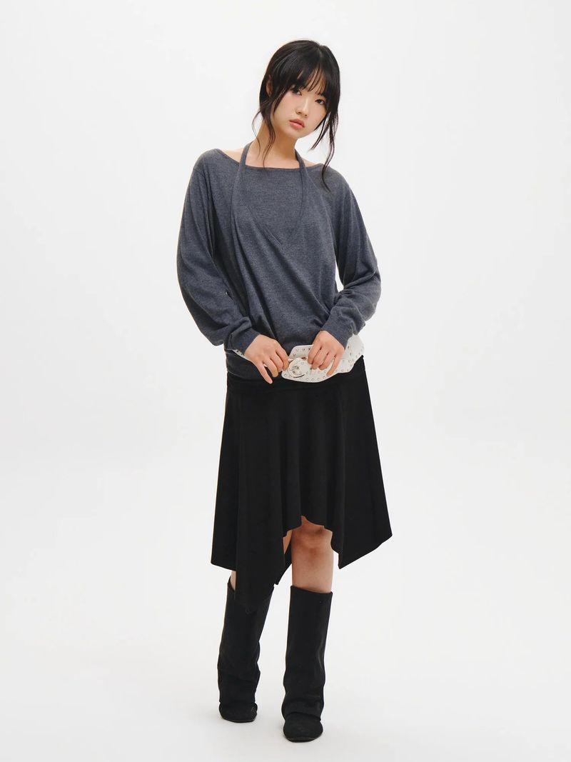 RELAXED HALTER LAYERED PULLOVER