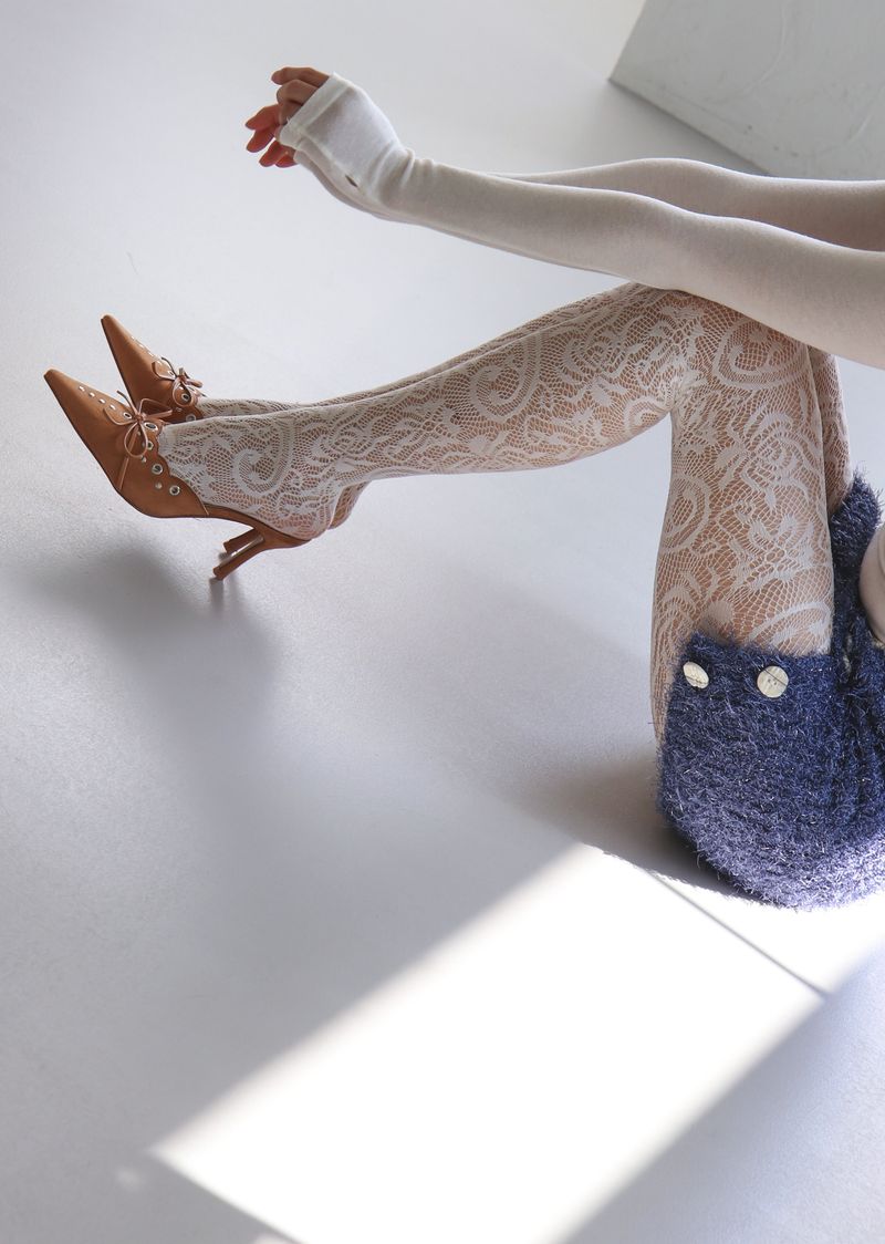 flower lace mesh tights