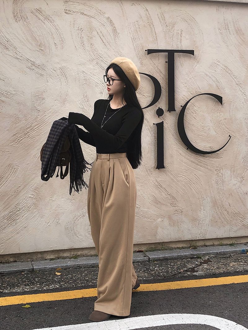 [BELLIDE MADE] DOUBLE-SIDED FLEECE DOUBLE PINTACK WIDE PANTS