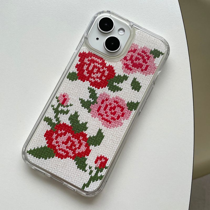 ROSES KNIT HARD JELL CASE_WHITE