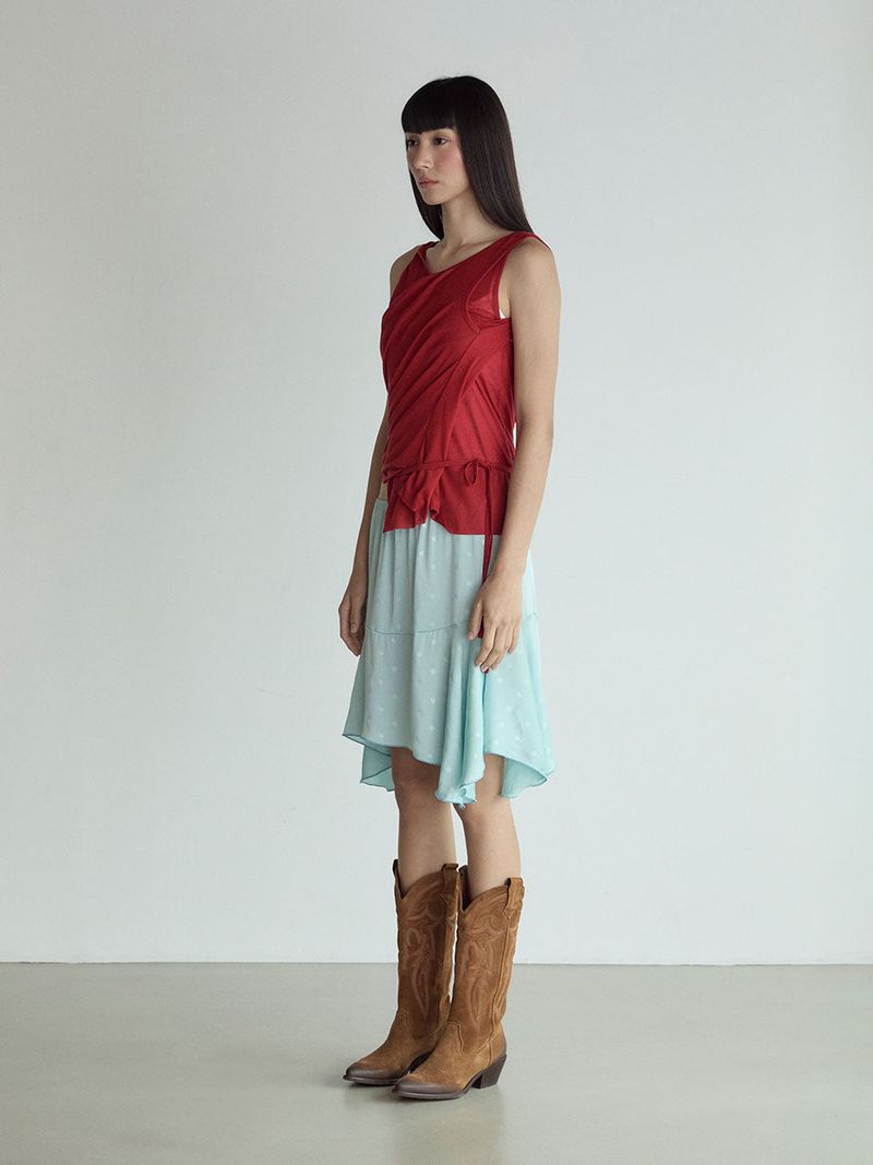 Layered Sleeveless Top_True Red