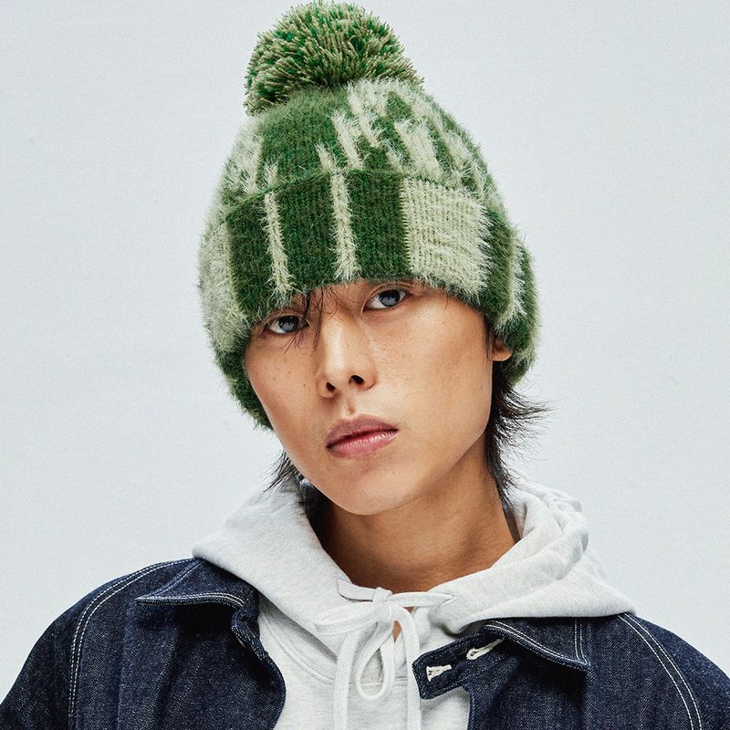 navajo pattern beanie green