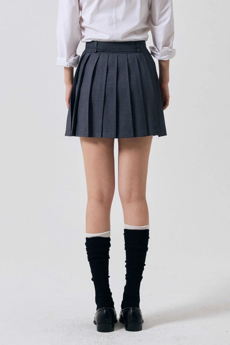 SWAN PLEATS SKIRT PANTS / CHARCOAL