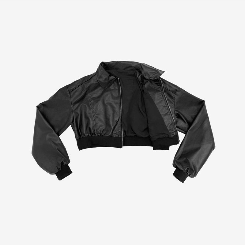 Viola cropped leather jacket