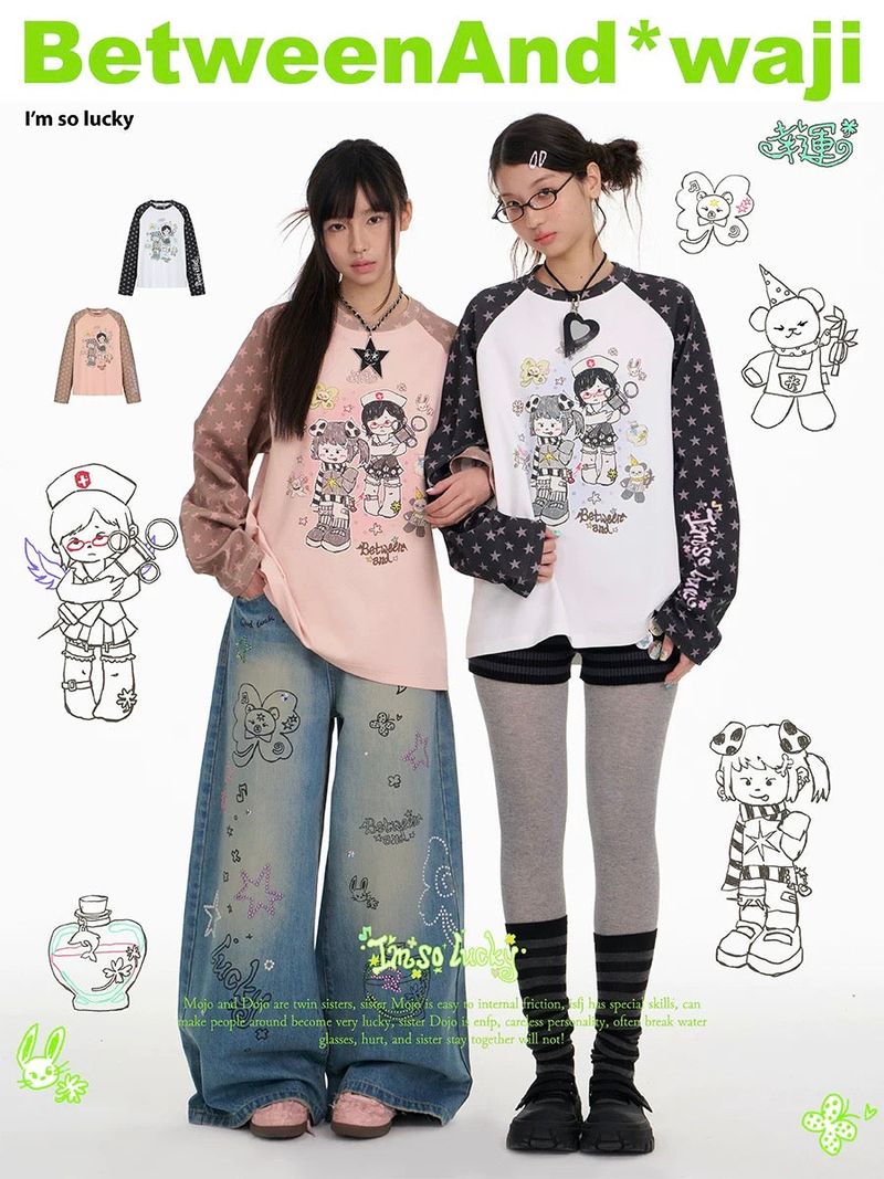 BETWEENAND スプリングワジ スターラグラン ロングTシャツ
