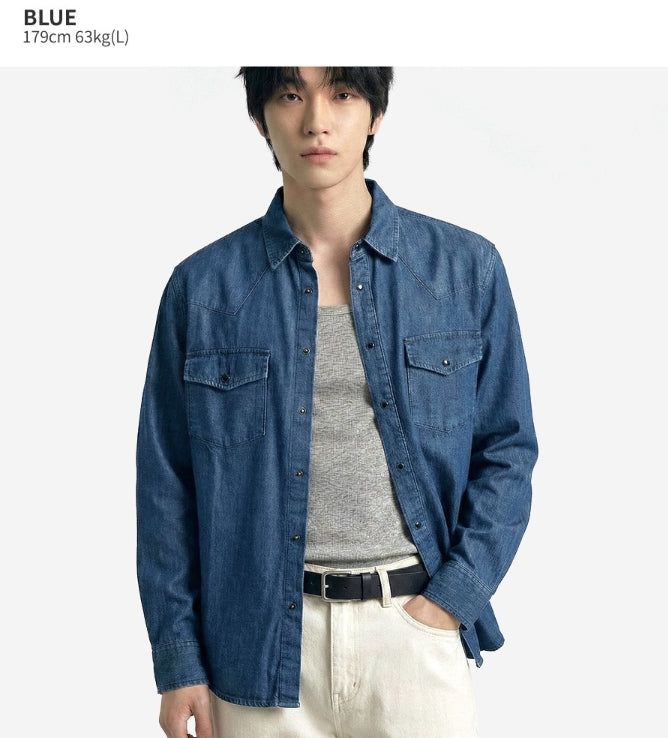 Standard Western Denim Shirt Blue