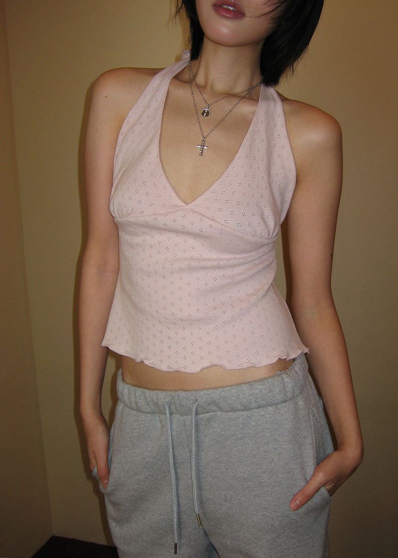 SPRING PUNCHING HALTER SLEEVELESS