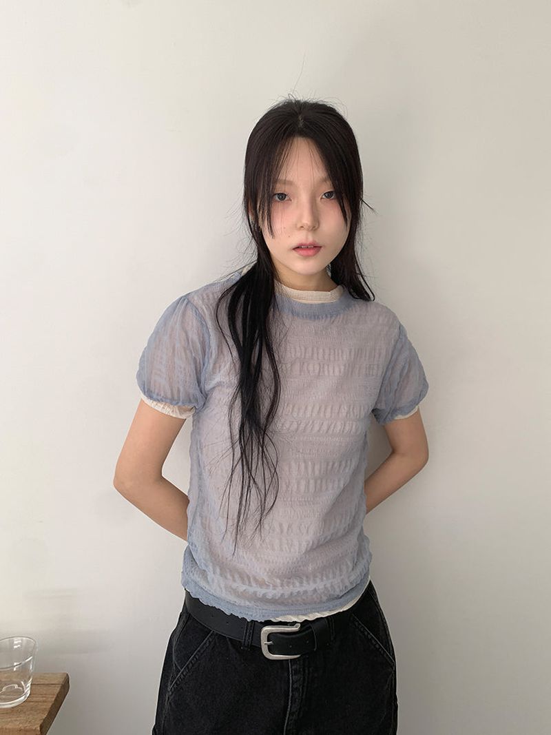 SHEER PUFF BLOUSE (4C)
