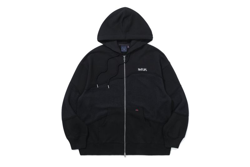SWEAT KNIT MIX ZIP UP HOODIE