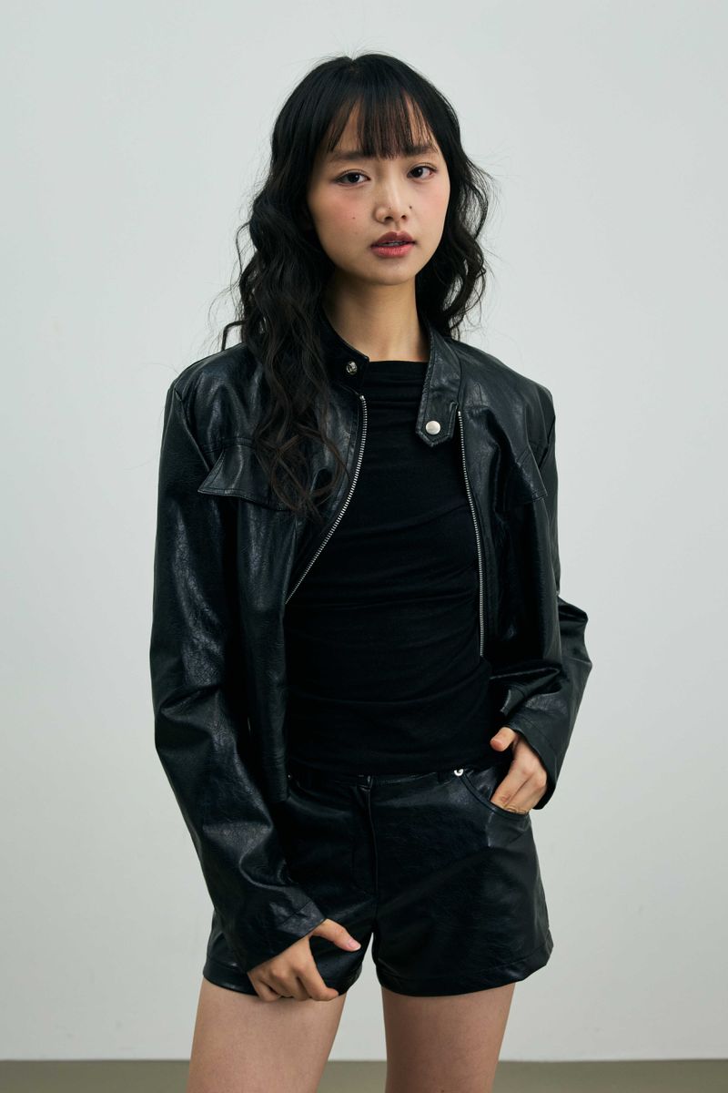 CLARI FAUX LEATHER JACKET / BLACK