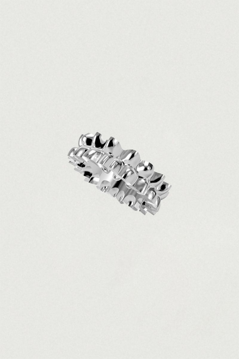 [925SILVER] SATIN FRILL WAVE POINT RING