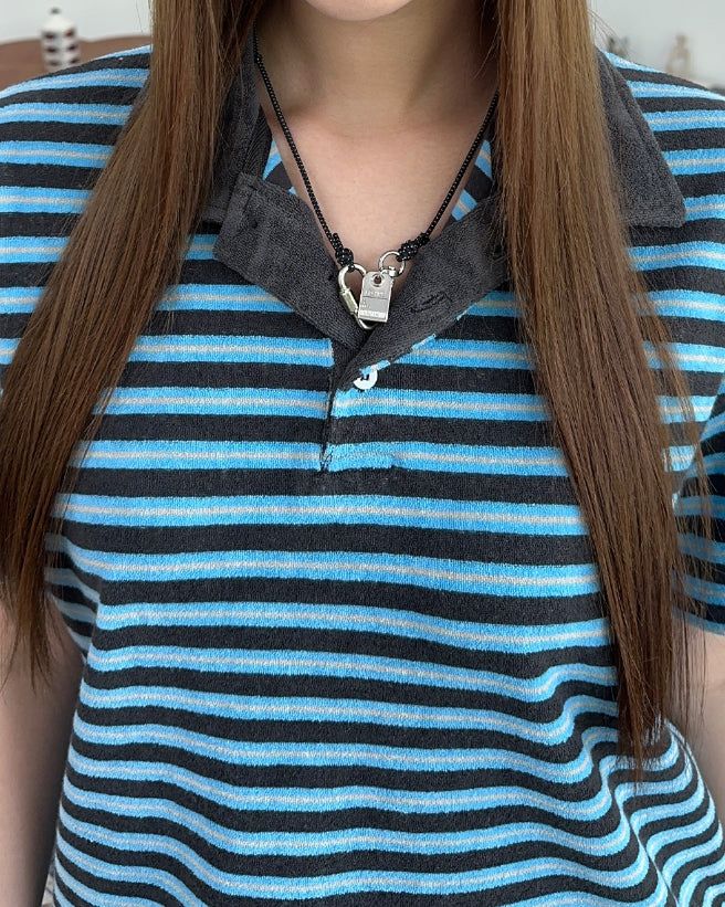 Gaen Terry Stripe Collar Tee